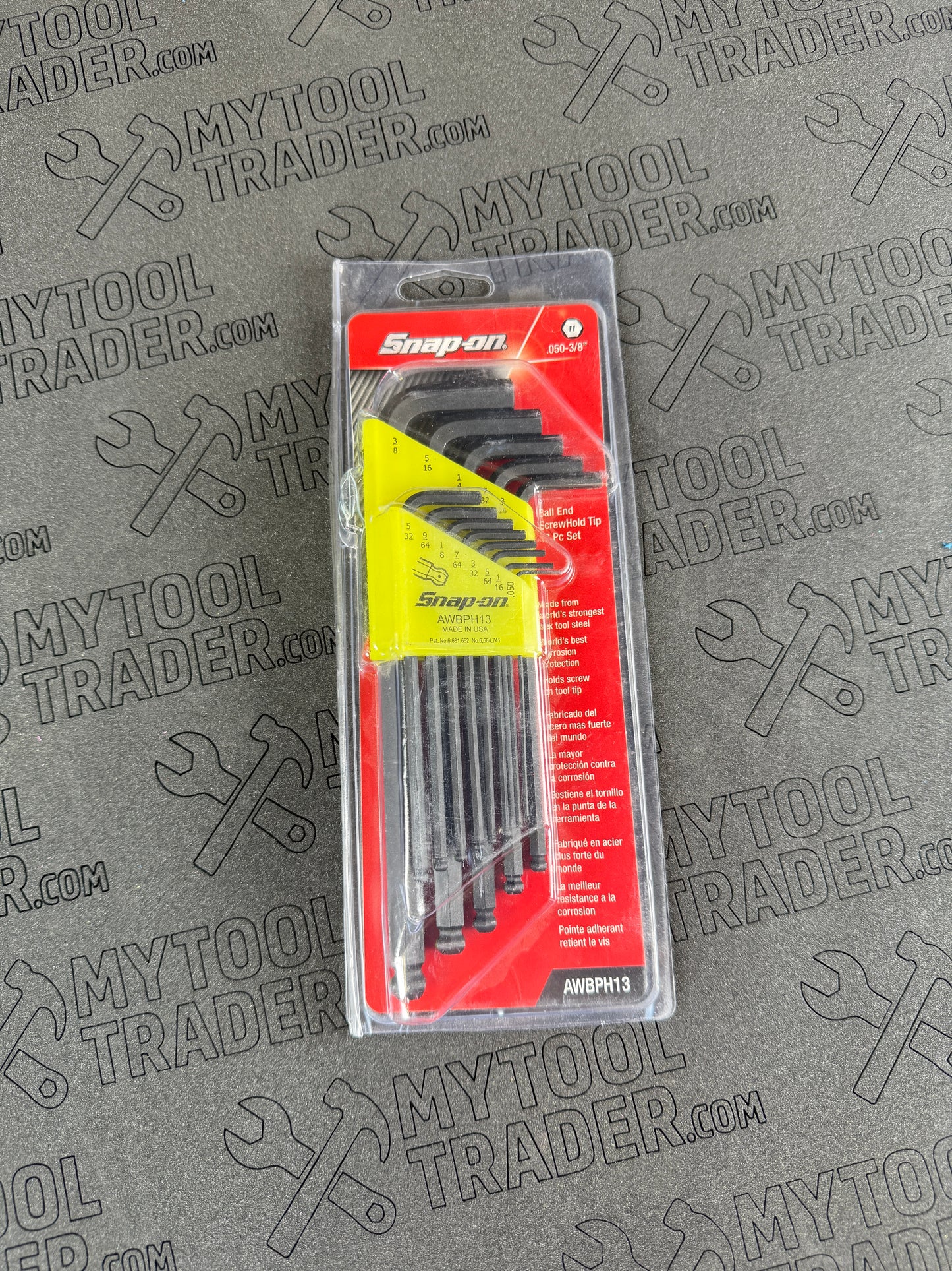 13 pc SAE L-Shaped Ball Hex Wrench Set (0.05–3/8")
